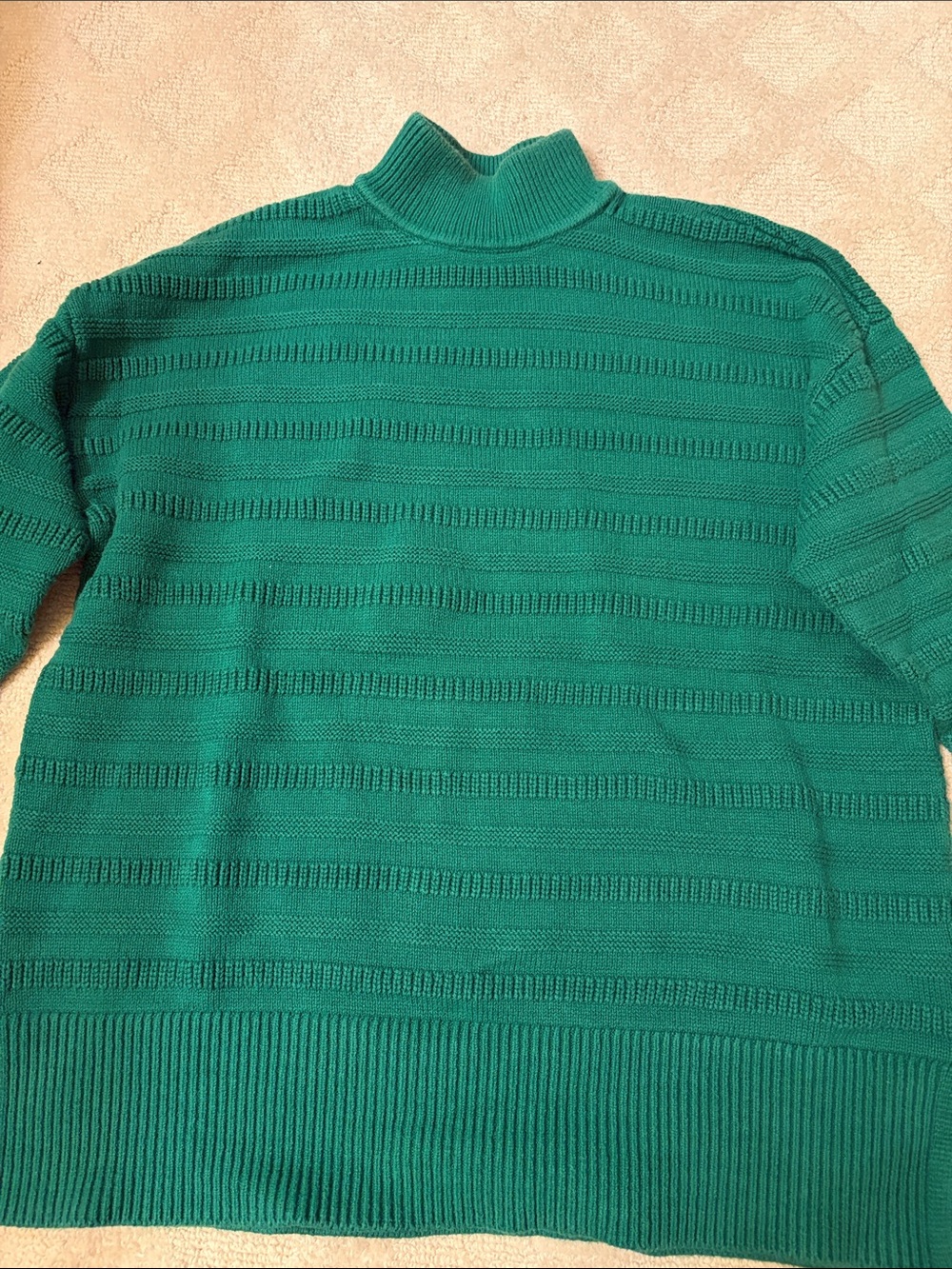 LOFT Green Ribbed Mock Neck Sweater